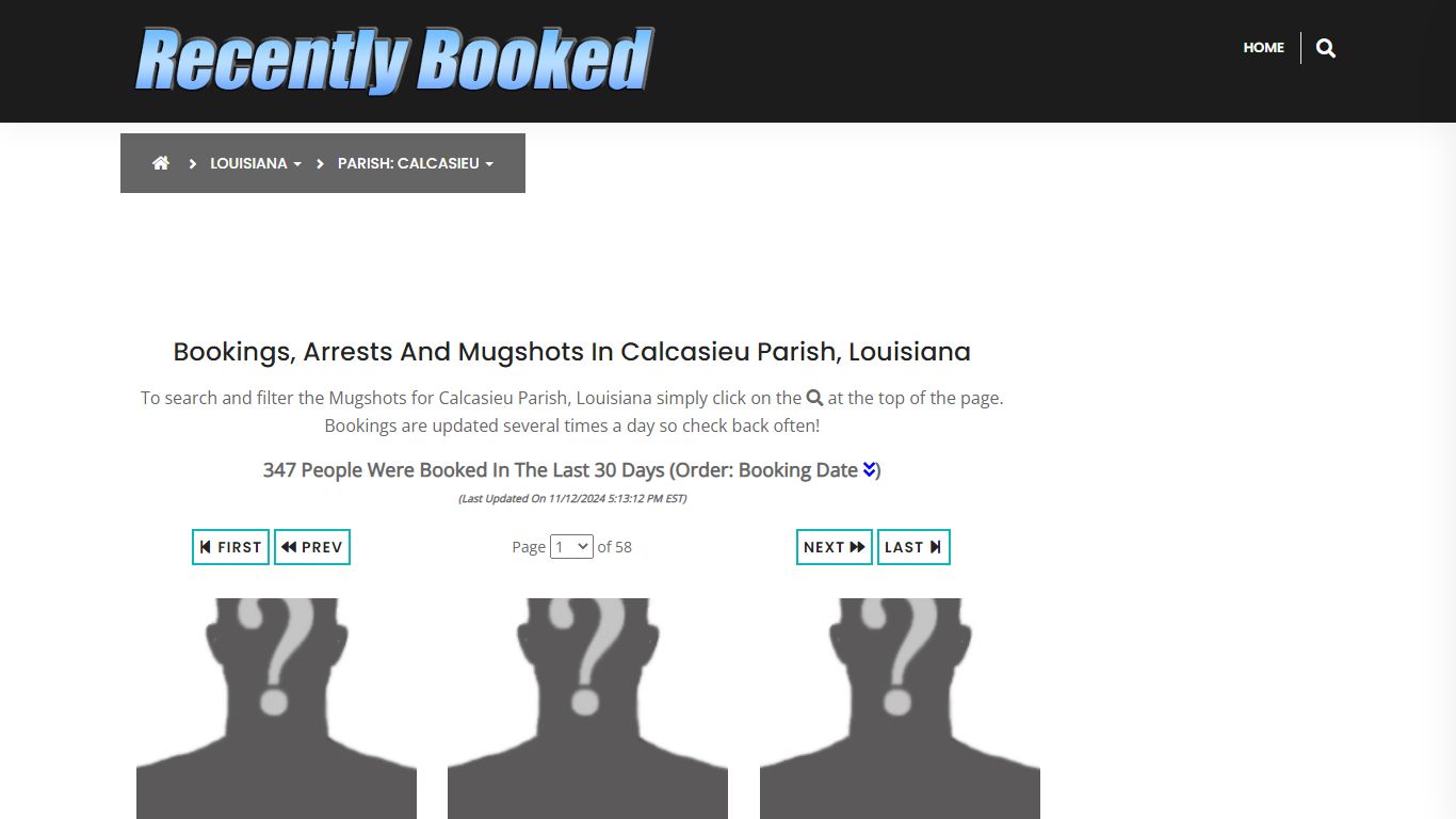 Bookings, Arrests and Mugshots in Calcasieu Parish, Louisiana