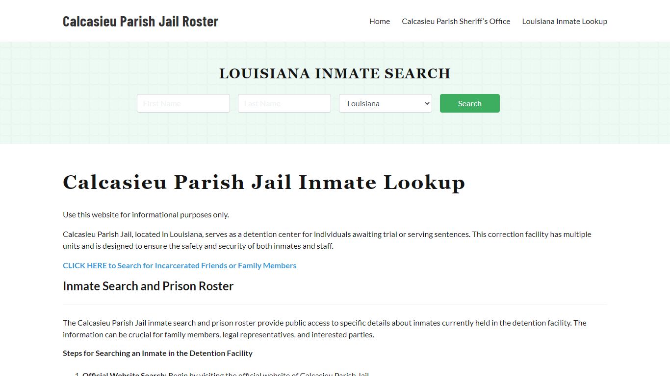 Calcasieu Parish Jail Roster Lookup, LA, Inmate Search